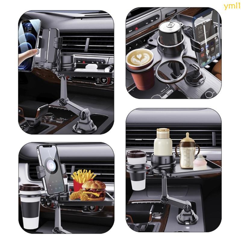 Yml1 Cupholder Phone Mount Support สําหรับรถยนต์ฐานปรับได้ 360 องศาคอหมุนเหมาะสําหรับสมาร์ทโฟนและMos