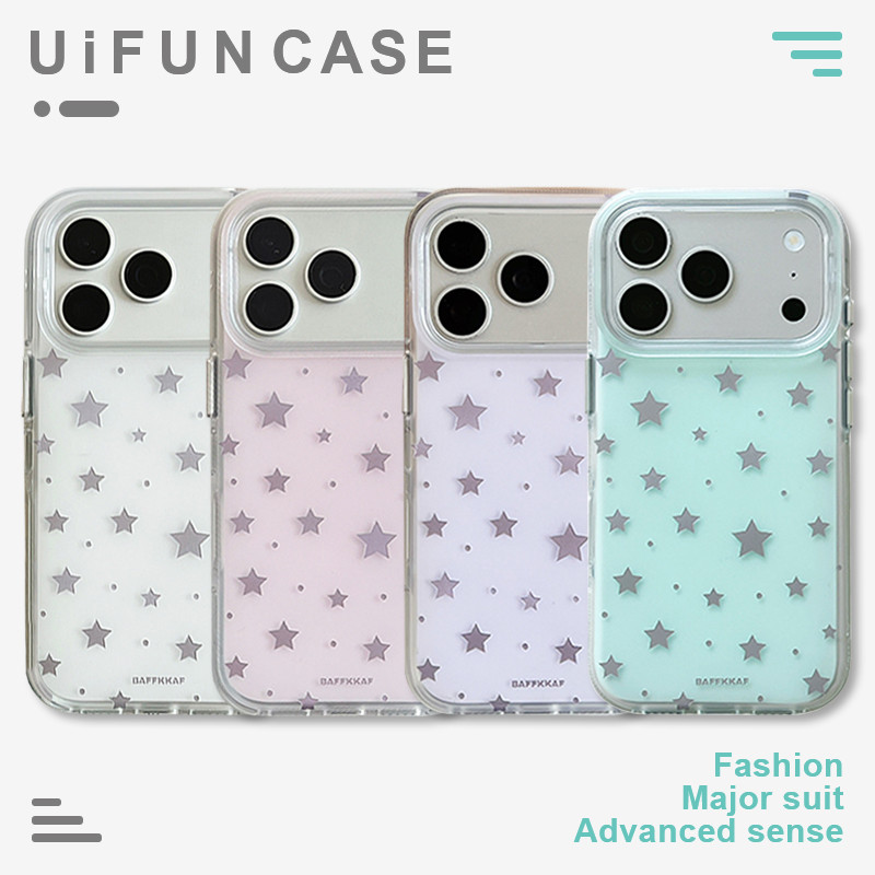 INS Polka Dot Stars Macaron สีโทรศัพท์มือถือสําหรับ iPhone 17 16 15 14 Pro Max 13 iPhone17 Anti-Scratch Big Hole ฝาหลัง IMD Hard Shell