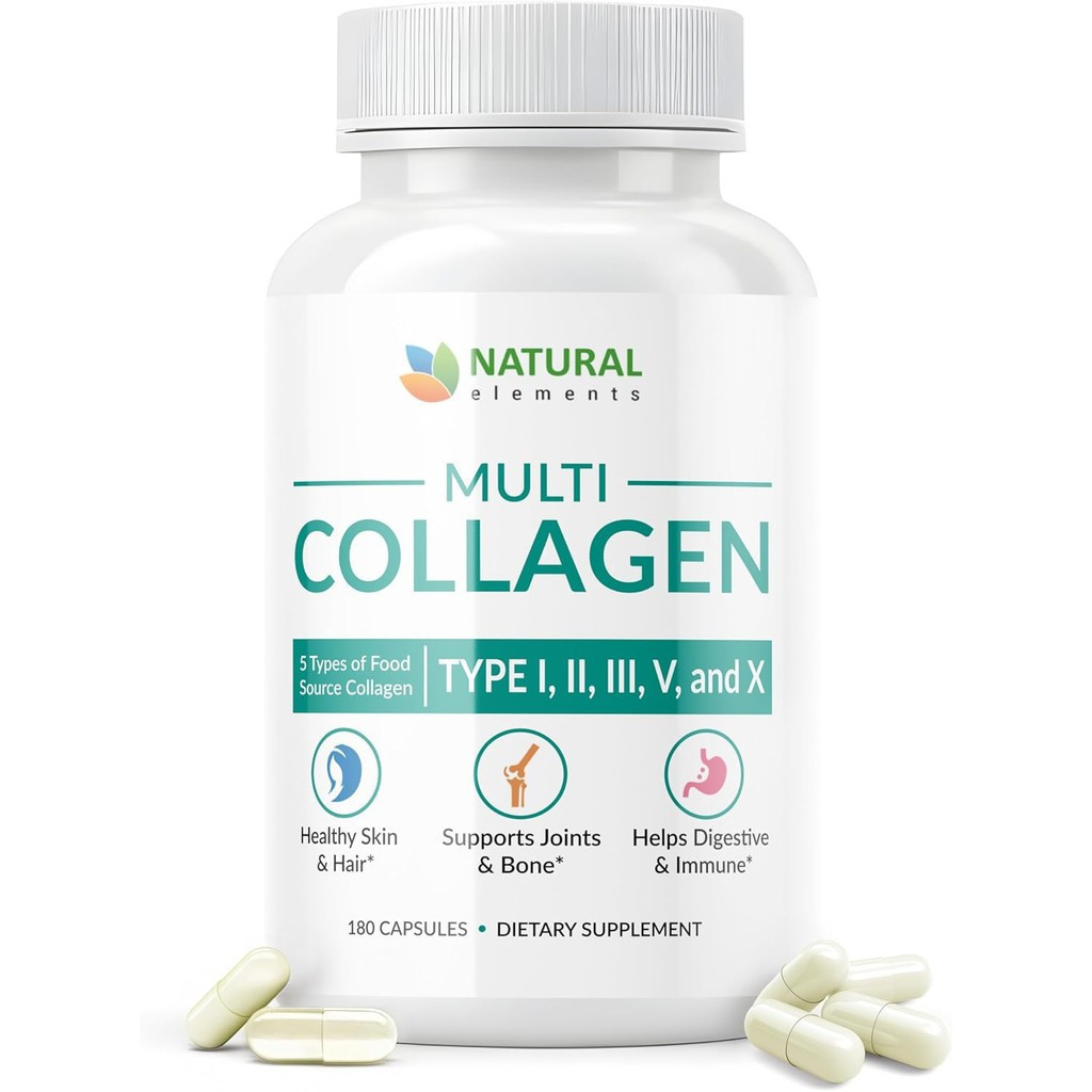 Multi Collagen 180 Protein Capsules - Type I, II, III, V, X Collagen Pills - Propr Dietary Blend of 