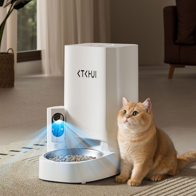 Pet Automatic Feeder Cat อาหารแมว Dog Timing Smart Self-Service พร้อมกล้อง Feeder Feeding Visible H