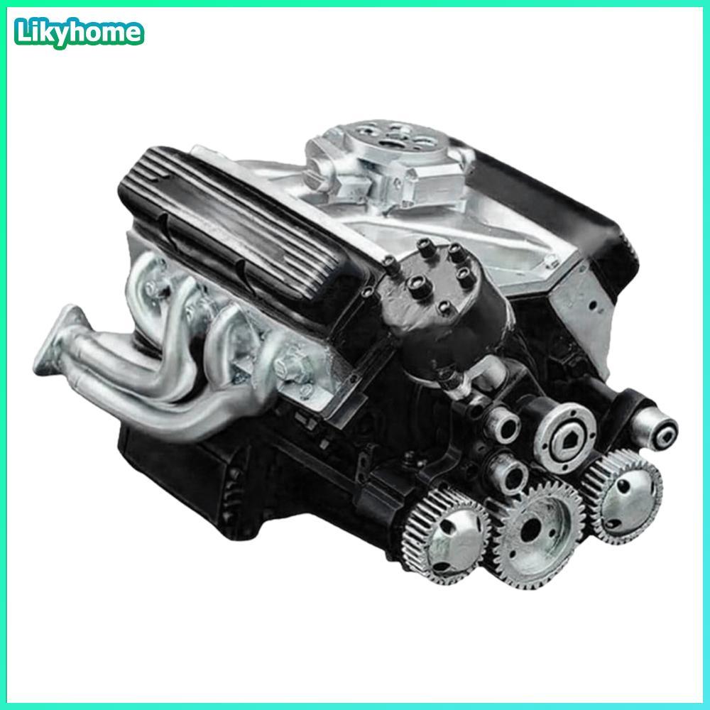 ลิกี้โฮม◐ V8 Gas Engine Kit เครื่องยนต์เล็ก-บล็อก รุ่น Gasoline Ohv V8 Model Engine (สีดํา)