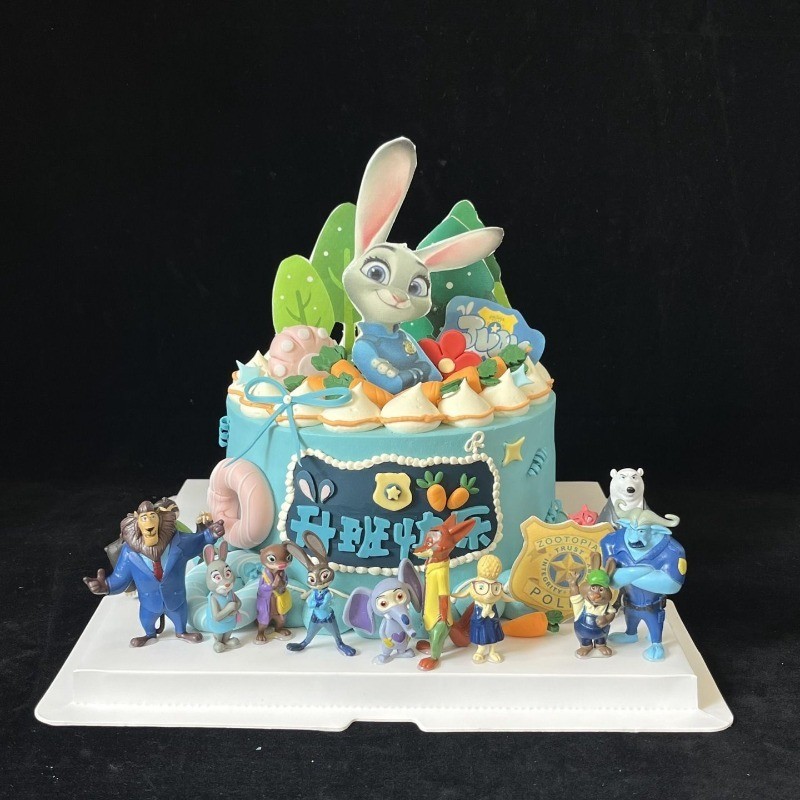 Zootopia ตุ๊กตาตัวละครเค้ก Topper Judy Hopps & Friends ตุ๊กตาสัตว์สําหรับเค้กวันเกิดสําหรับเด็ก