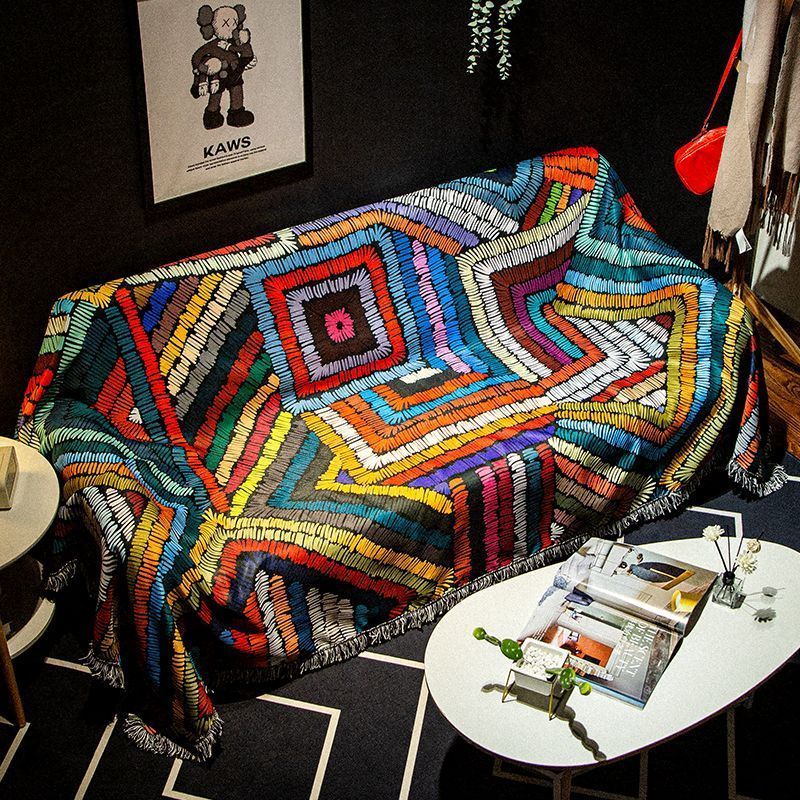 复古波西米亚民族风沙发巾盖布扶手巾防滑全包沙发坐垫沙发毯盖毯3-29Vintage Bohemian Ethnic Style Sofa Cover, Armrest Cover, Non-Slip 