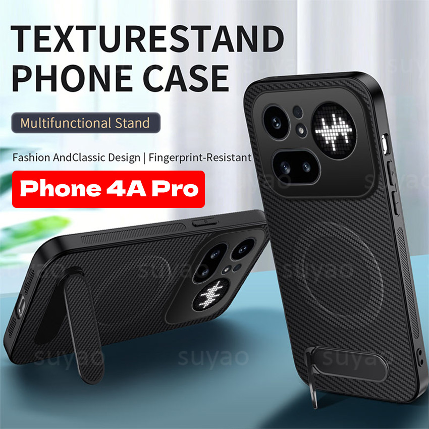 สําหรับไม่มีอะไรโทรศัพท์ 4A Pro 4APro 2026 เคสโทรศัพท์วงเล็บคาร์บอนไฟเบอร์ขาตั้งผู้ถือปลอก Phone4APr