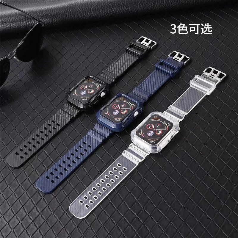 [เคสป้องกันหูฟังขายดี] เหมาะสําหรับ Apple watch1234 Generation 44/42mm Carbon Fiber Glacier Apple Wa