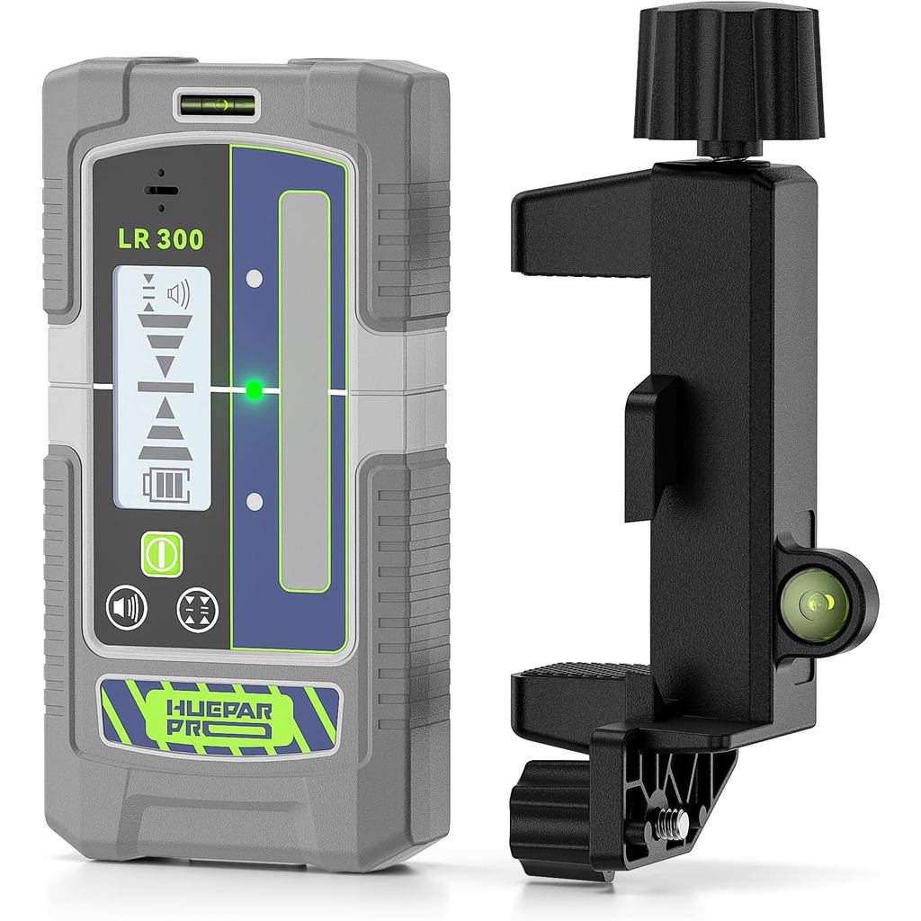 Huepar Pro Laser Detector, LCD & LED Laser Receiver LR300 สําหรับระดับเลเซอร์ -ลําแสงสีเขียวและสีแดง