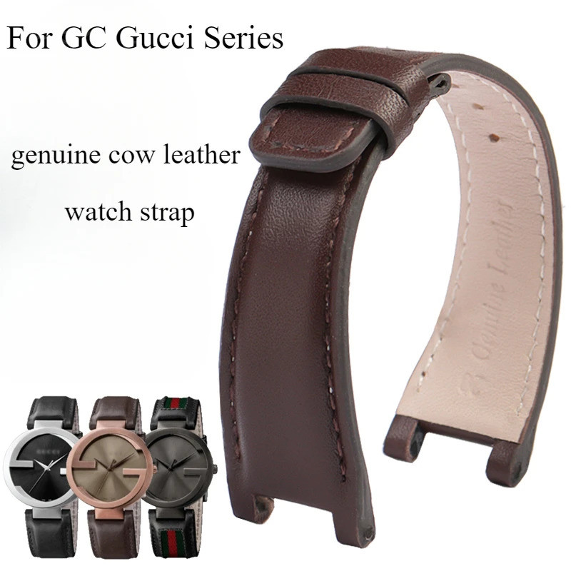 สําหรับ GC Gucci YA1332 YA1333 YA1335 ผู้ชายและผู้หญิงหนังวัวแท้ประณีตกันน้ําสายนาฬิกา 16x10 20x12 2