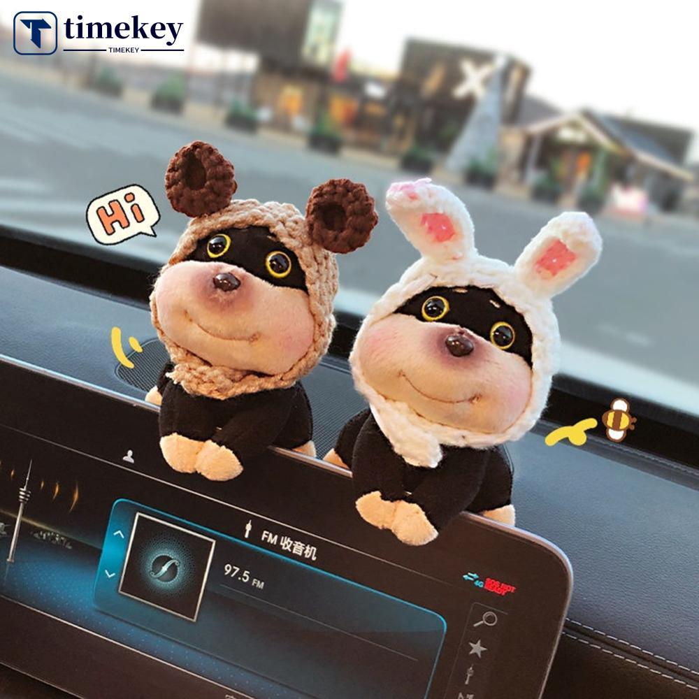 TIMEKEY คอนโซลกลางรถคอนโซลแดชบอร์ด Navigator หน้าจอตกแต่งน่ารักเครื่องประดับสุนัข Auto อุปกรณ์ตกแต่ง