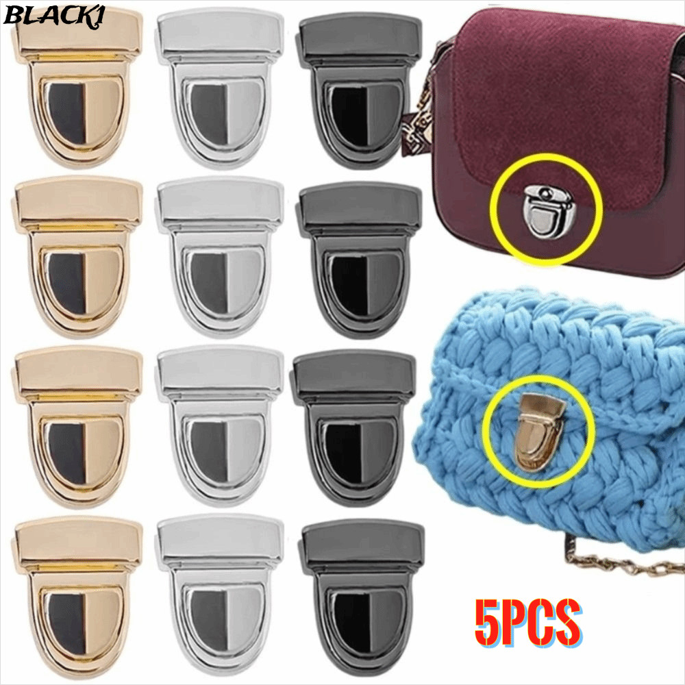 สีดํา5ชิ้นโลหะล็อคกระเป๋าจับมือ,เหล็กกระเป๋าสตางค์ยึดจับหัวเข็มขัด,ทนทานฮาร์ดแวร์ทําเองหัตถกรรมกระเป๋าอุปกรณ์เสริมกระเป๋า