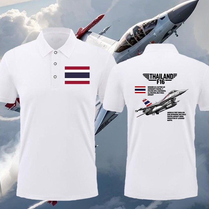 [polo] เสื้อโปโลพิมพ์" F-16 & JAS 39 " " F-16 FIGHTING FALCON "เสื้อโปโล เสื้อยืดผ้าไมโครโพลีเอสเตอร