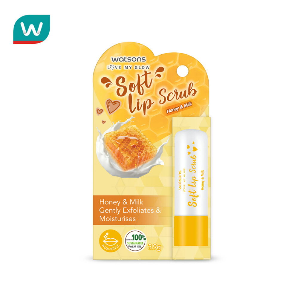 Watsons วัตสัน ซอฟ ลิป สครับ ฮันนี่ แอนด์ มิลค์ 3.9 กรัม