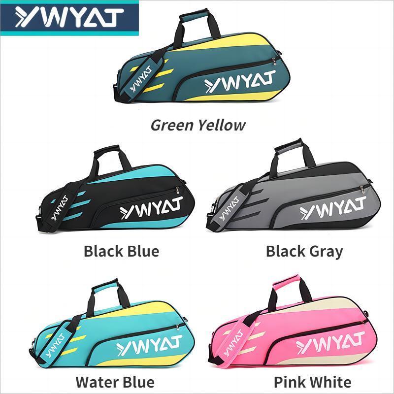 กระเป๋าแบดมินตัน YWYAT แบบสะพายไหล่เดียว 3 ชิ้น กระเป๋าเป้สะพายหลังแบบ unisex กระเป๋าไม้แบดมินตันหนา