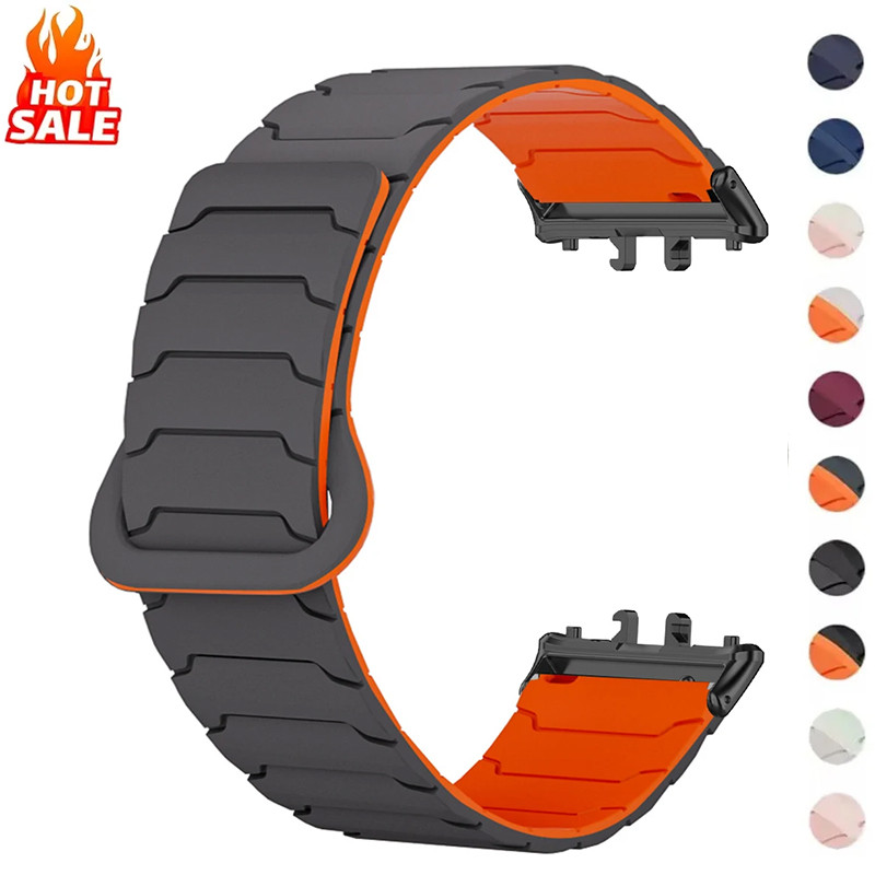 สายซิลิโคนแม่เหล็กทูโทนเข้ากันได้สําหรับ Samsung Galaxy Fit 3 Strap Sport Band สายรัดข้อมือสําหรับผู้หญิงผู้ชาย