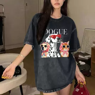 YOU-T🐆เสื้อแฟชั่น ใส่สบาย เสื้อยืดแขนสั้น ลาย เสื้อ"DOGUE" ผ้านิ่ม OVERSIZE แฟชั่น ผ้าฝ้าย 100% สไตล์เกาหลี