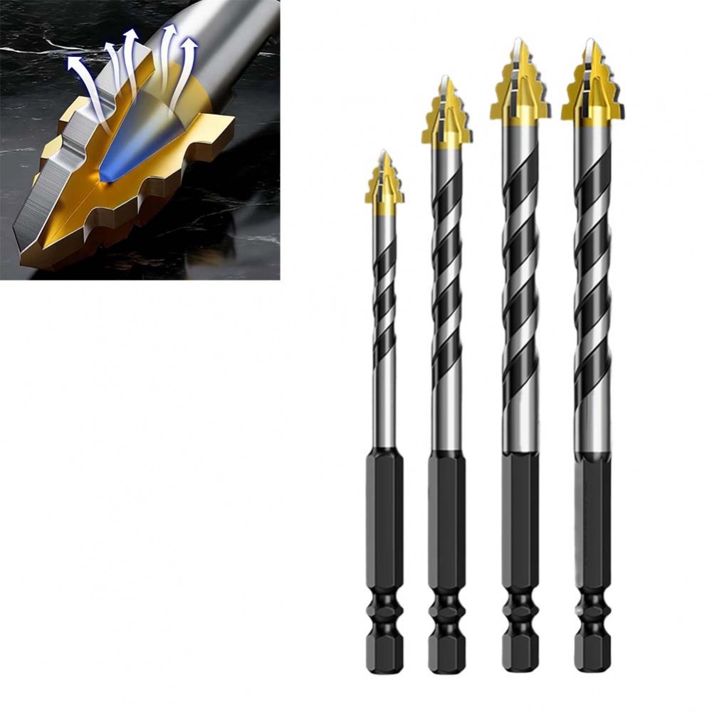 Glass Tile Drill Bit Carbide Tip Steel Alloy Body Precision Positioning