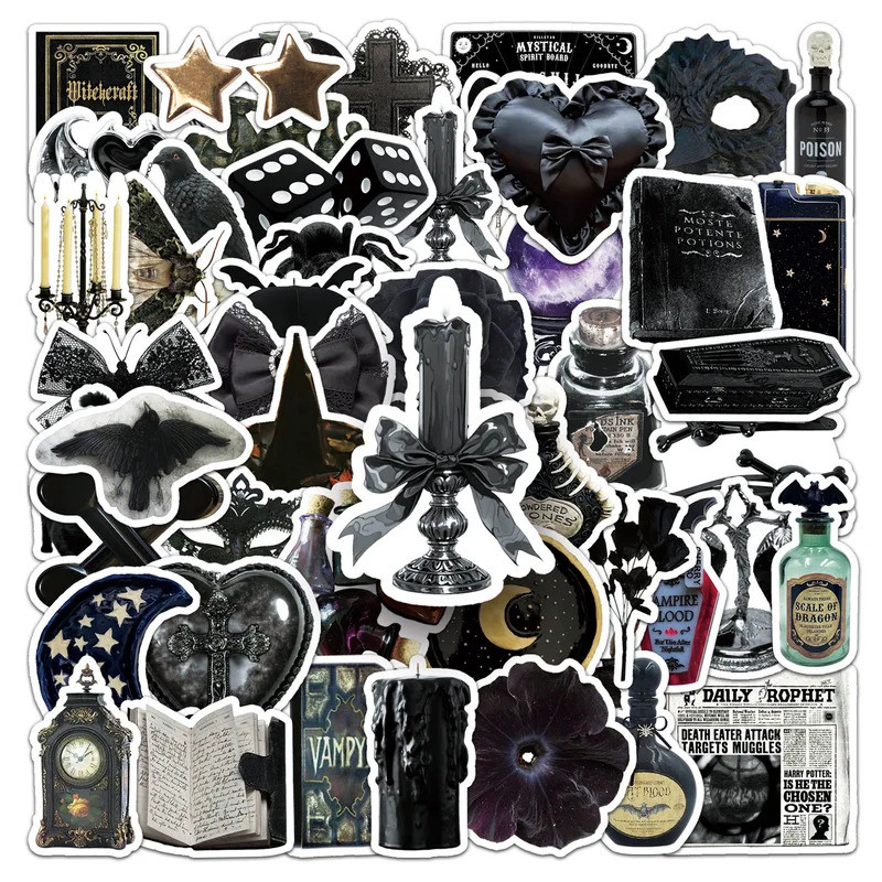50Pcs Dark Gothic Witchcraft Doodle Stickers For Wall Phone Laptop Journal Creative Stickers