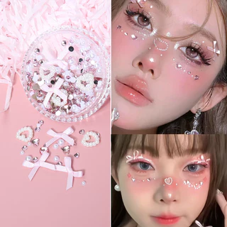 COD-ในไทย💖สติ๊กเกอร์แต่งหน้าประดับไข่มุกกลีบดอกไม้ผีเสื้อประดับเลื่อมสําหรับตกแต่งหน้าแต่งหน้าสําหรับตกแต่งใบหน้า-Kri