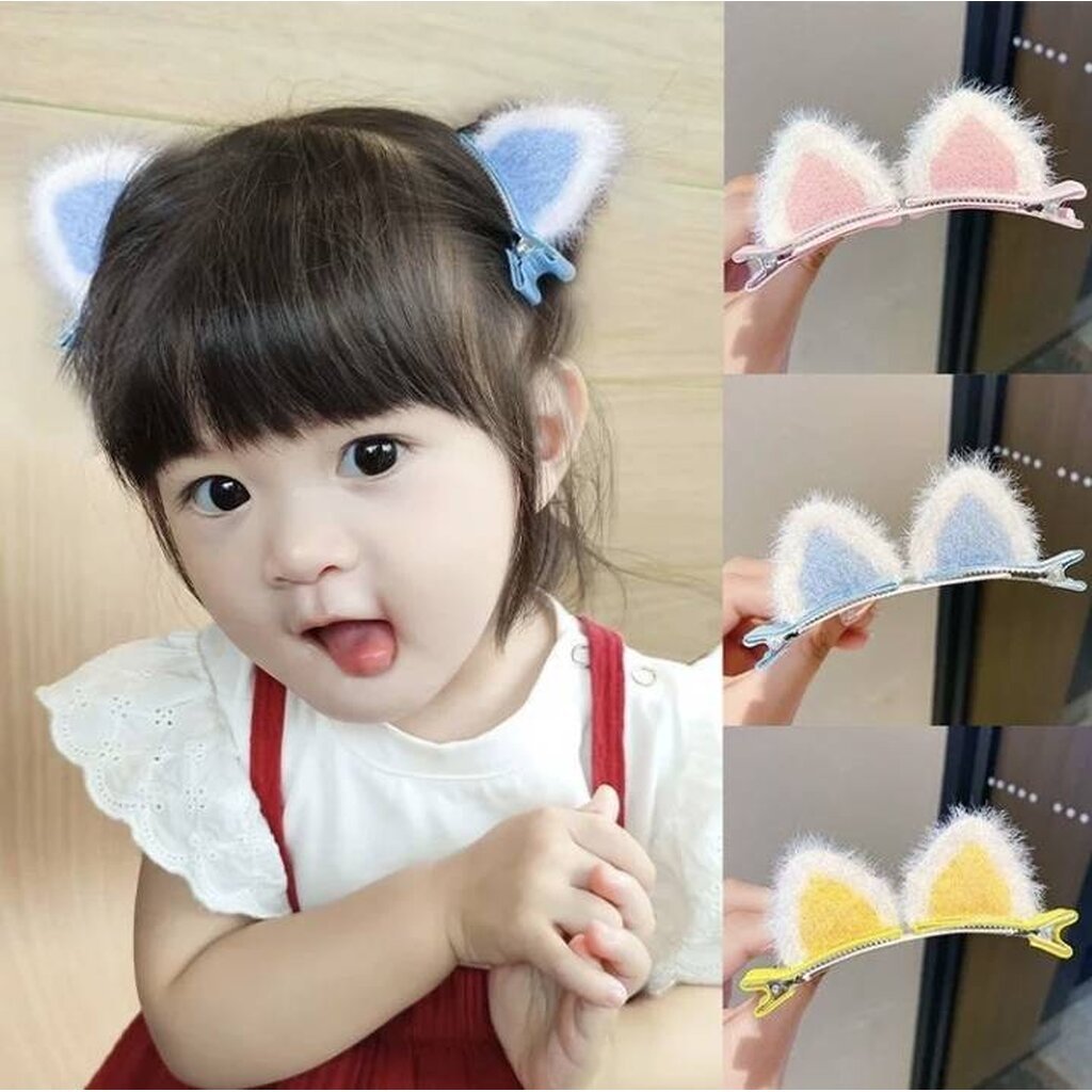 💗 มาหยากิ๊ฟช้อป 💗 กิ๊บหูแมวน่ารัก สีสดใส สำหรับเด็กผู้หญิง (2ชิ้น/แพ็ค)