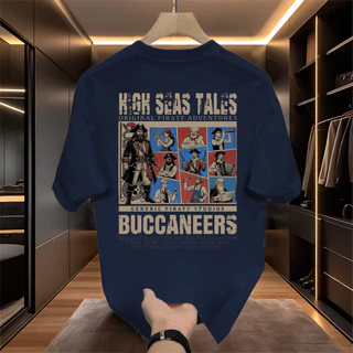 Basi💥 เสื้อยืด oversize unisex สกรีนหน้าหลัง ลาย "BUCCANEERS" เนื้อผ้าเกรดพรีเมียม คอกลม ใส่สบาย