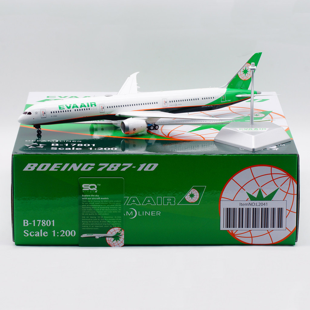 SQ Wings 1: 200 เครื่องบินโลหะผสมรุ่น EVA Air B787-10 B-17801 B-17806