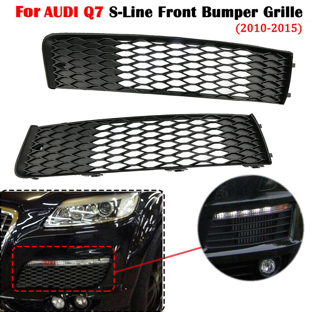 สําหรับ AUDI Q7 4L S-LINE 2010-2015 สีดําซ้ายและขวา UPPER ด้านหน้า BUMPER GRILL