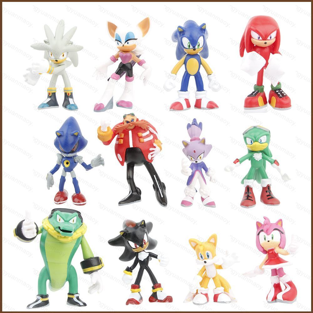 ZY2 12pcs Sonic The Hedgehog Action Figure Knuckles the Echidna Shadow the Hedgehog Rouge the Bat Pr