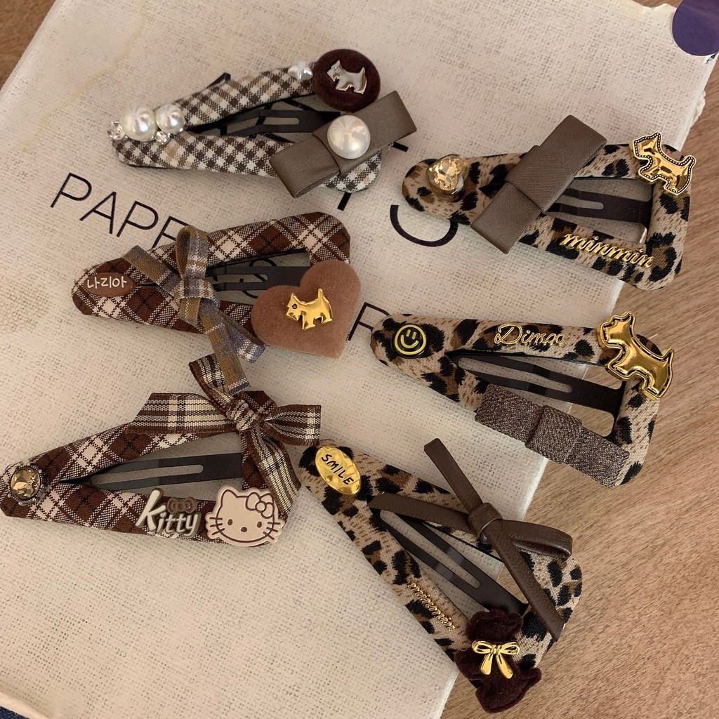 韩国英伦卡其格子bb夹发夹 时尚高级感刘海夹侧边夹儿童发饰Korea England khakis plaid bb clip hairpinbzwdkg123th20260113