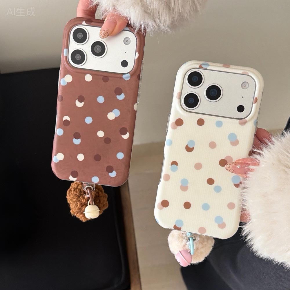 ปลอกปกแข็งเข้ากันได้กับ iPhone 13 14 14Pro 14ProMax 15 15Pro 15ProMax 16 16Pro 16ProMax 17Pro 17ProMax Polka Dot Contrast Pattern Case