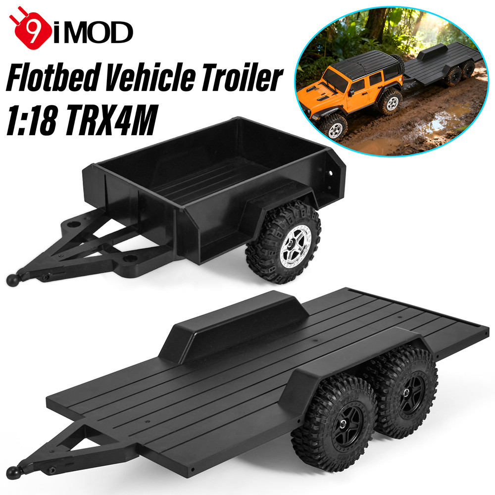 9IMOD Twin-Axle Flatbed Trailer Featuring a Ball Head Hitch, Utility Vehicle Trailer Upgrade for 1/1