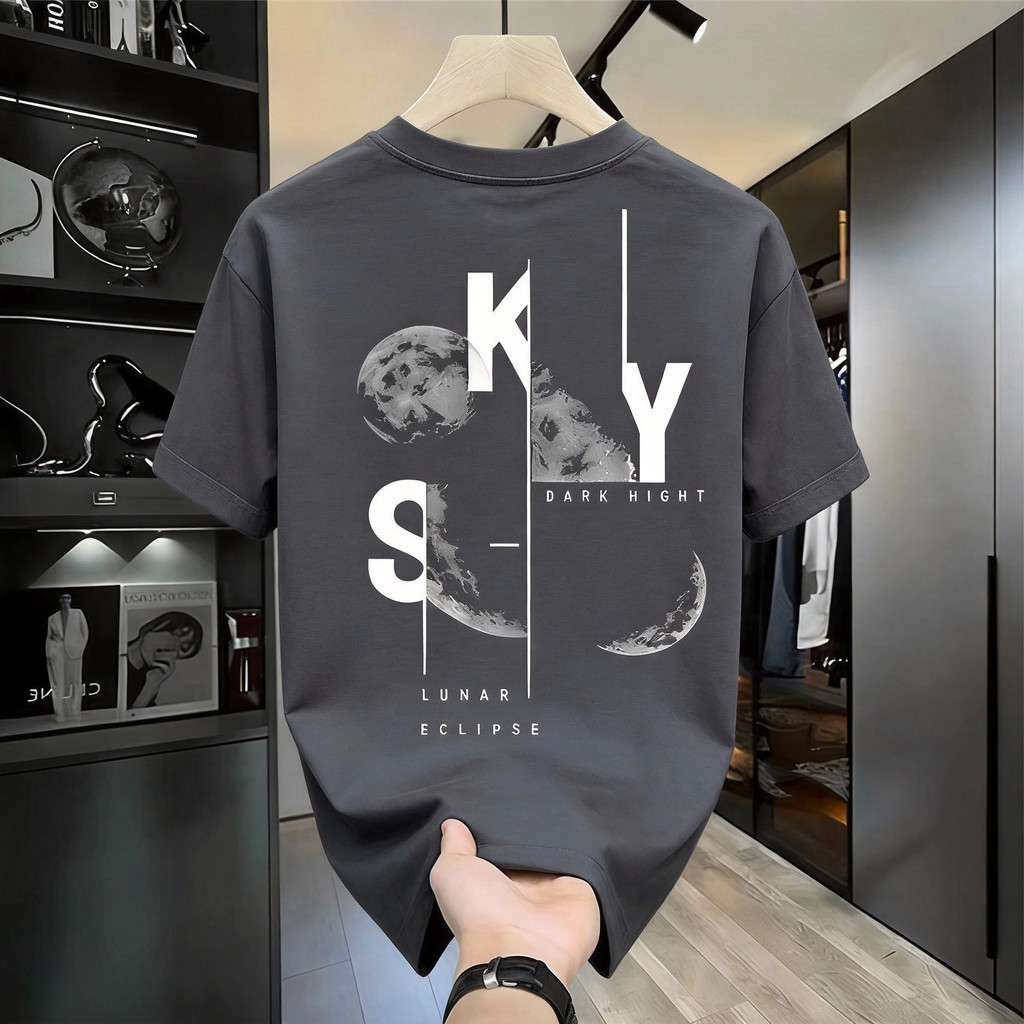 TEE·SHOP🍀เสื้อยืด oversize เสื้อเท่ๆ เกาหลี "SKY Moon" เสื้อแฟชั่นใ เกาหลีสไตล์ พิมพ์ลาย ผ้านิ่มใส่สบาย S-3XL COD📦
