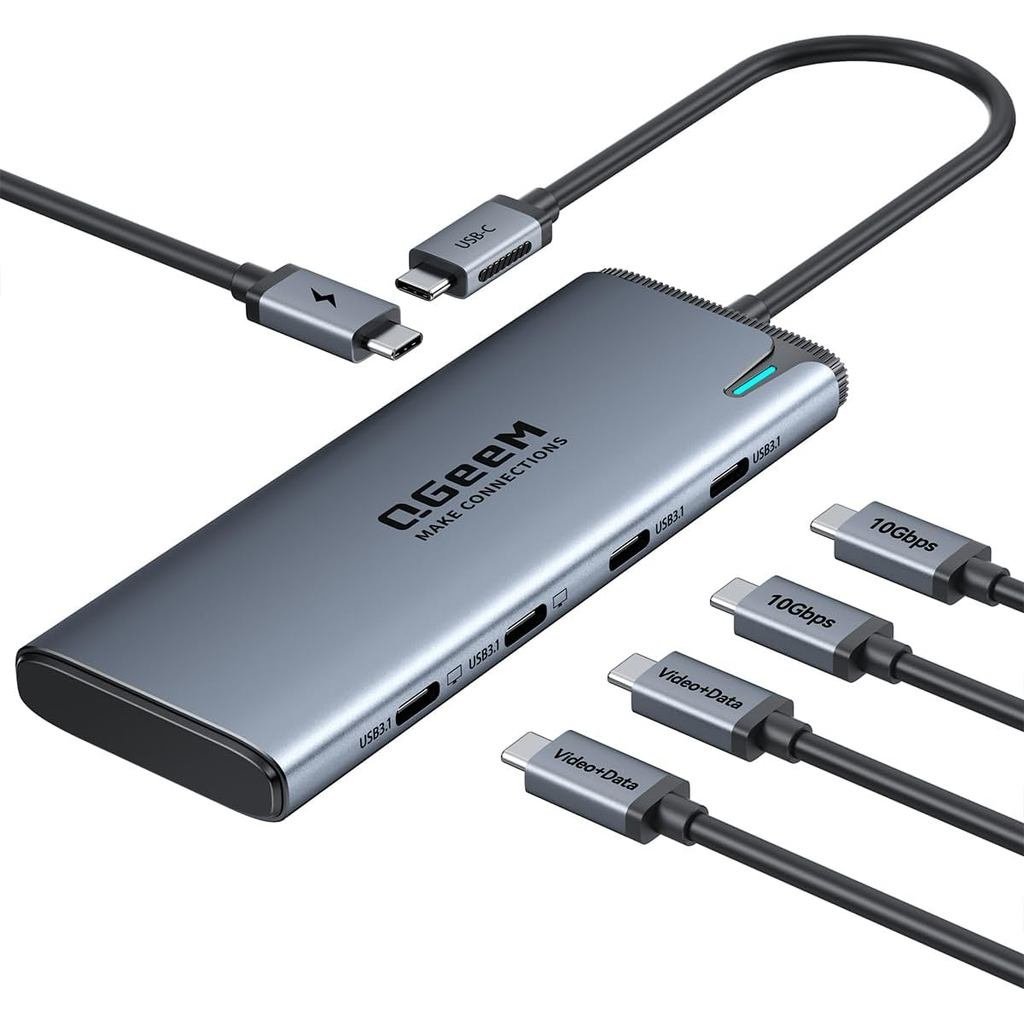 QGeeM USB C Hub,Multiple Converter Adapter 5 in 1,Type C Splitter Extender with Single 8K,Dual 4K/60