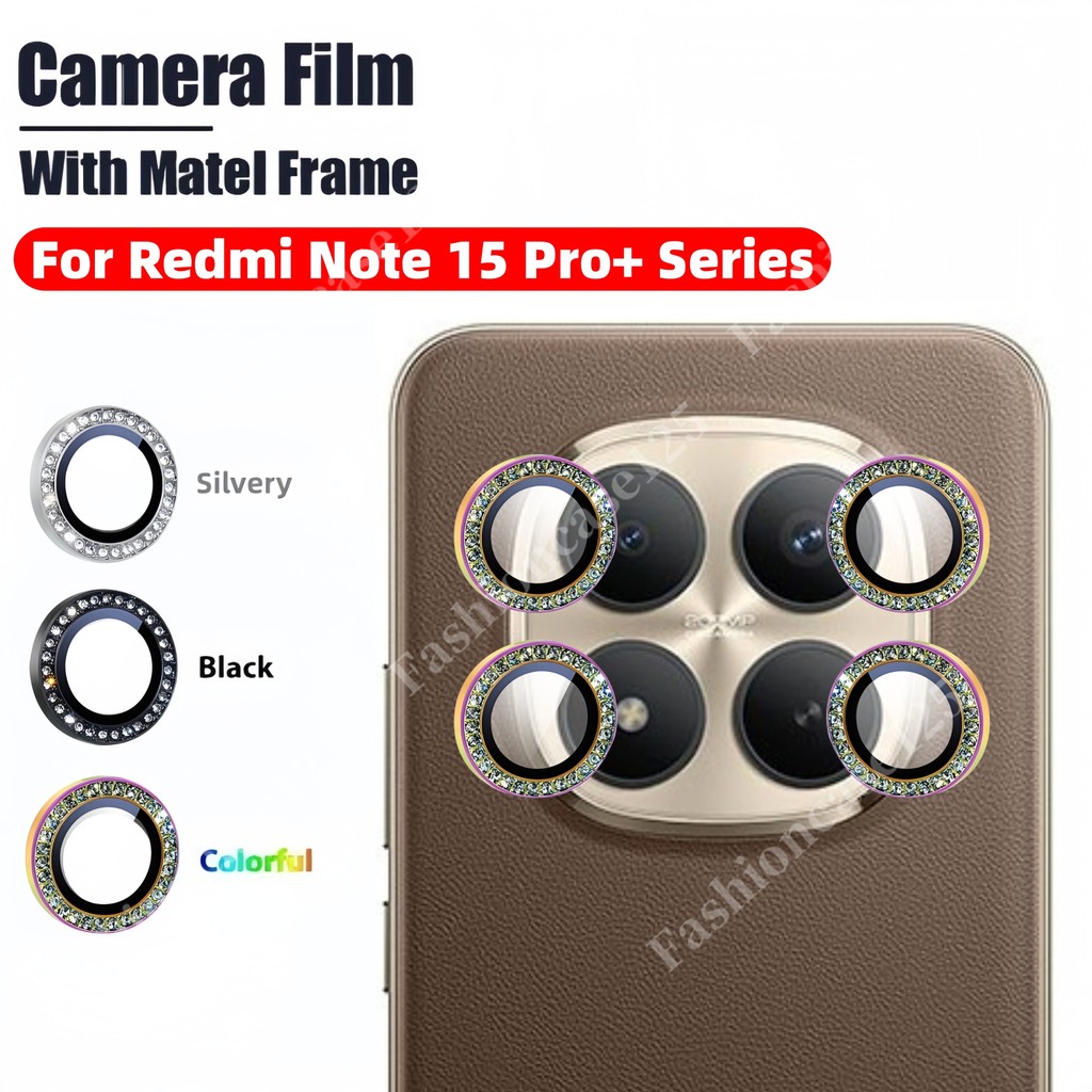 Redmi หมายเหตุ 15 Pro + การออกแบบเพชรเลนส์แหวนฟิล์มกล้องสําหรับ Redmi หมายเหตุ 15Pro + Note15 5G 4G แหวนโลหะป้องกัน HD เลนส์ป้องกันฟิล์มกระจกนิรภัยป้องกันรอยขีดข่วน