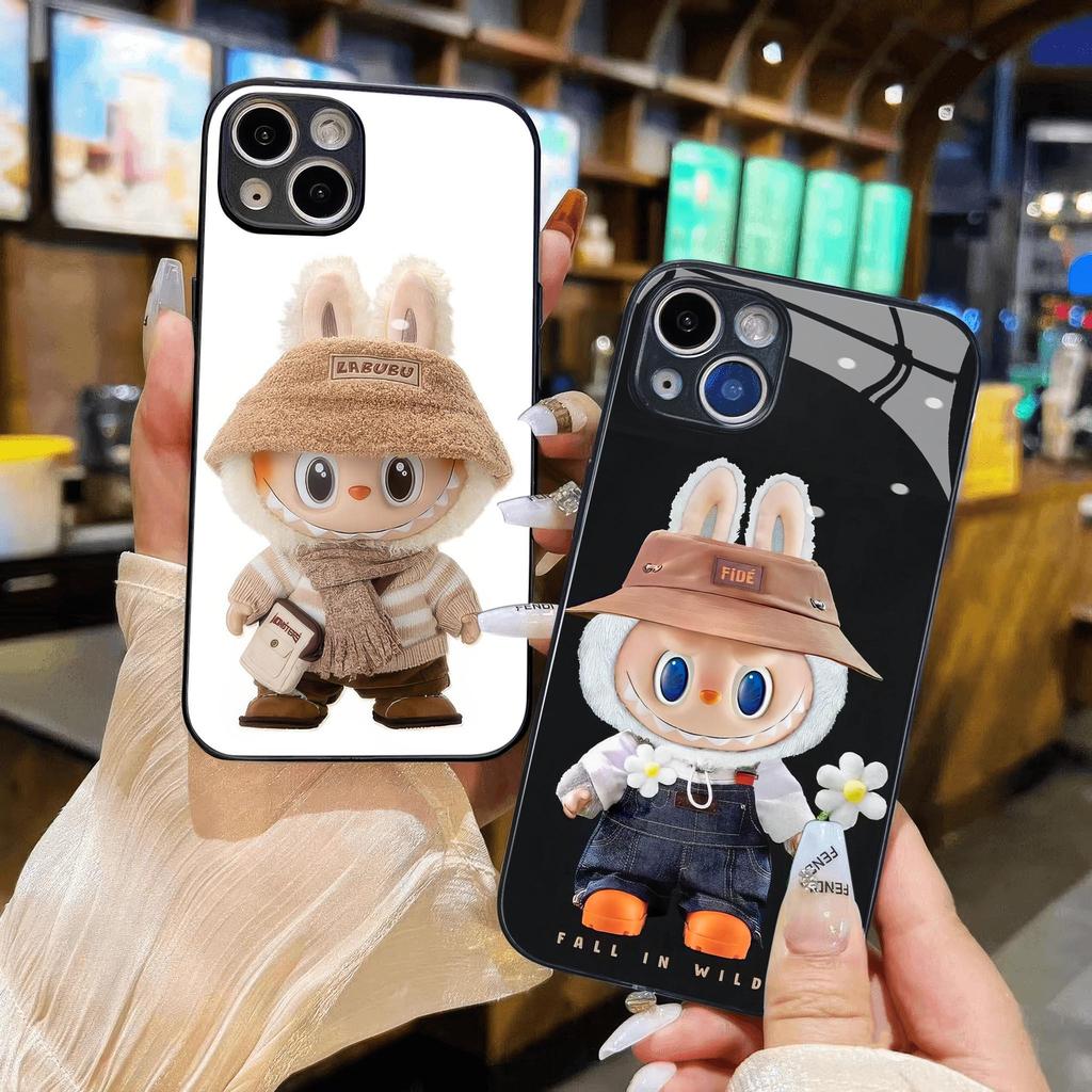 Labubu แก้วสําหรับ iphone 16 15 14 13 12 11 x xs xr 8 7 6 pro max plus mini 6s 6g 7g 8g 6p 7p 8p Hst
