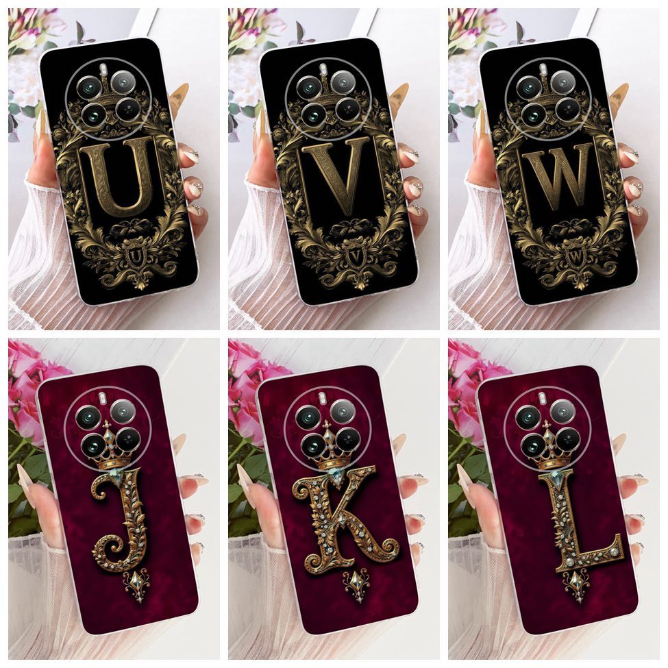 สําหรับRealme RMX3867 สําหรับRealme 12 Plus 5Gกรณีโปร่งใสLuxury Crown AZตัวอักษร 2Dแบนรูปแบบนุ่มเคสโ