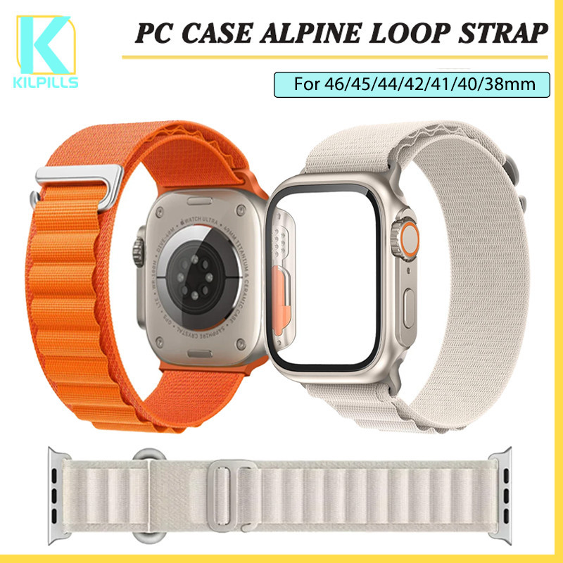 ถนนวงแหวนอัลไพน์ สายไนล่อน+PC กรณีแสดง for iWatch Apple Watch Series 11 10 9 8 7 SE 3 46มม 45 41 44 40 42 38มม