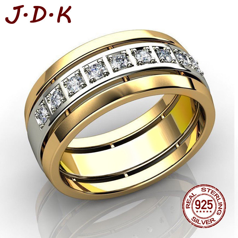 JDK แหวนคู่ใหม่ 18K Gold Zircon 5A ผู้หญิง