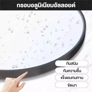 8.8🎁BLOOM กระจกห้องน้ำติดผนัง 40/50/60 ซม กระจกแท้ผิวเรียบ ไม่ต้องเจาะผนัง พร้อมชั้นเก็บของ กระจกกลม