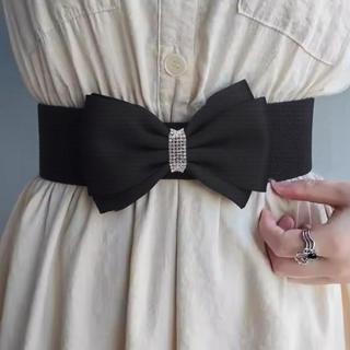 เข็มขัดยืดผู้หญิง โบว์คริสตัล กว้าง เหมาะสำหรับโอกาสพิเศษหรื…