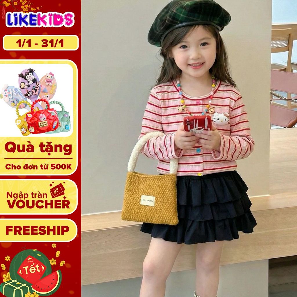 LONG SLEEVE SHIRT สําหรับสาวลาย STRIPED น่ารัก LikeKids V86