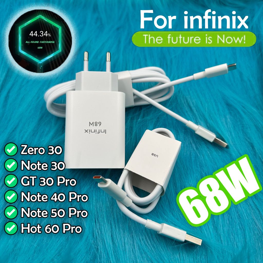 สาย Infinix 68W Super Fast Charger Type C เข้ากันได้กับ Note 30 Pro Zero 30 GT30 Pro