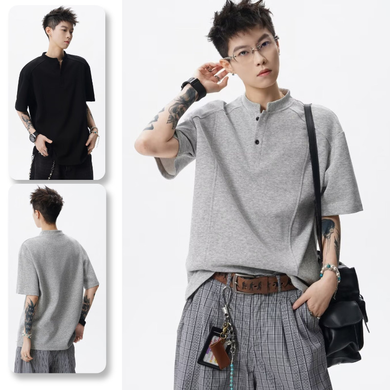 เสื้อยืดแขนสั้น SUIKONE สไตล์อเมริกัน สวมใส่ได้ทุกเพศ