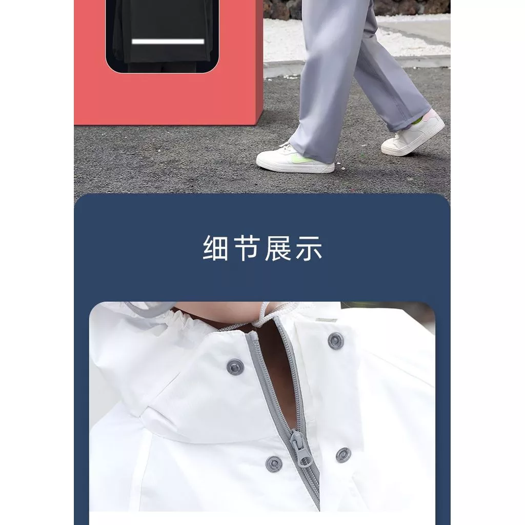 ชุดเสื้อกันฝนและกางเกงกันฝนเด็ก วัสดุอ็อกซ์ฟอร์ดพร้อมช่องใส่กระเป๋า thumbnail 8