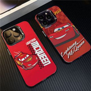 เคสไอโฟนiPhone 17 Pro Max รถ F1 Lightning McQueen Simple สีทึบ Frosted Electroplate เลนส์ป้องกันเคสโทรศัพท์สําหรับ iPhone 17 Pro Max 16 15 14 13 12 11 7 8 Plus X Xr Xs Max