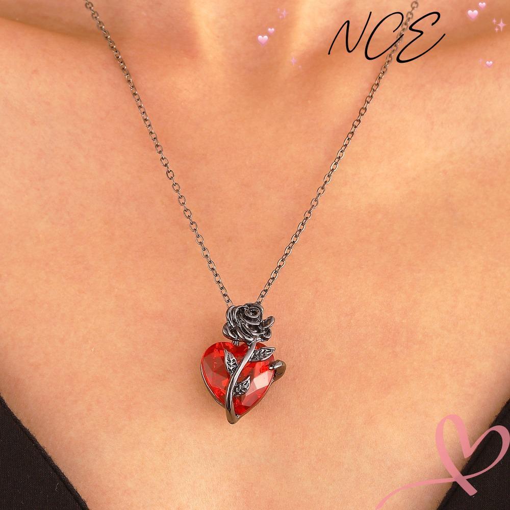 NCE Hollow Heart Pendant, Luminous Rhinestone สร้อยคอ, Casual Alloy Glow in The Dark เครื่องประดับส่