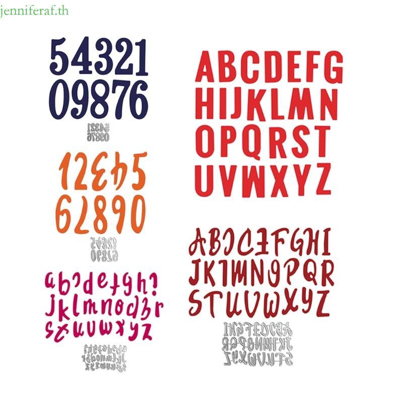 Jenniferf Letter Number ตัดโลหะ Dies Scrapbooking Stencil Die Cuts การ์ดลายนูน