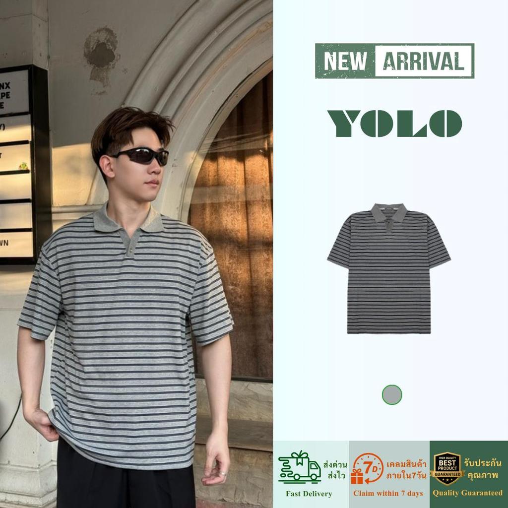 YOLO เสื้อยืด OVERSIZE เสื้อยืดโอเวอร์ไซส์ เสื้อยืดแขนสั้น ผ้าฝ้ายแท้ เสื้อลาย ใส่สบาย Y262332