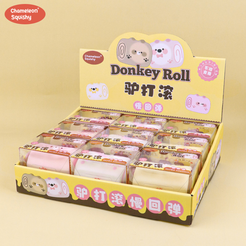 Chameleon Squishy Donkey Roll Squishy ของเล่น Decomotis ของเล่นฟื้นตัวช้าสําหรับความเครียดบรรเทาของเ