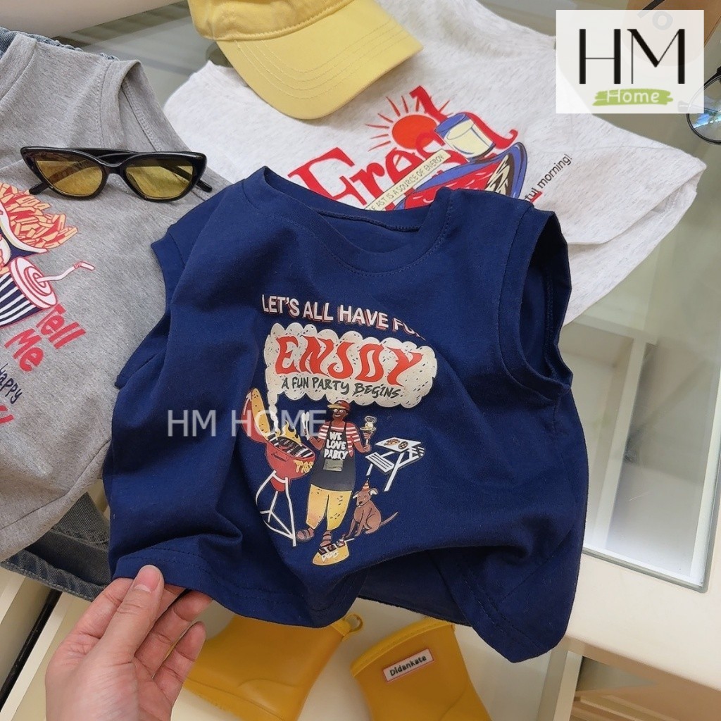 เสื้อแขนกุด เสื้อกล้ามเด็ก เสื้อเด็กผู้ชายเท่ๆ แฟชั่นน่าร้อน อายุ1-4ปี