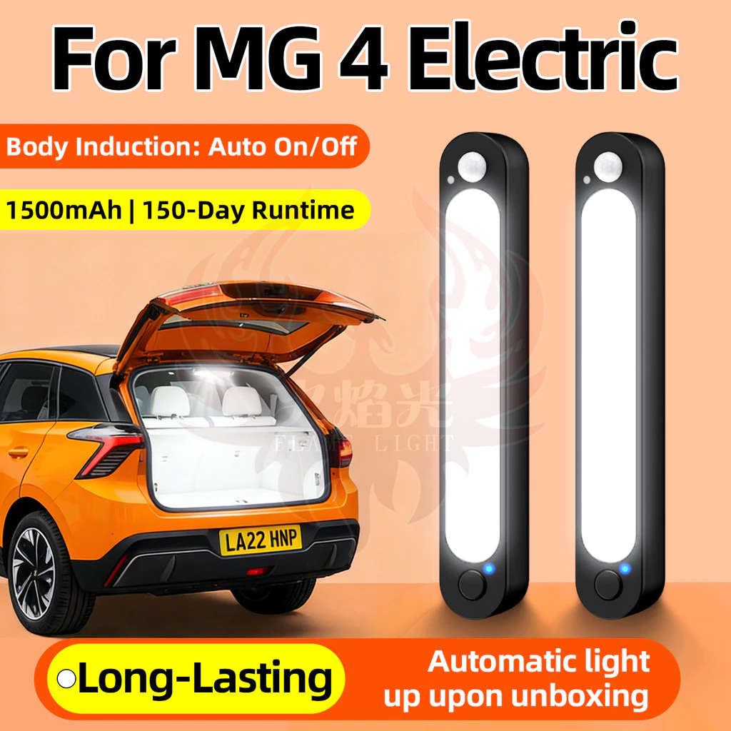 สําหรับ MG 4 Electric อะไหล่ รถไฟท้ายกระเป๋ารถ ไฟอ่านหนังสือในรถ ไฟบรรยากาศ LED เซ็นเซอร์ตรวจจับการเคลื่อนไหว ติดตั้งง่ายด้วยแม่เหล็ก ความสว่างสูง