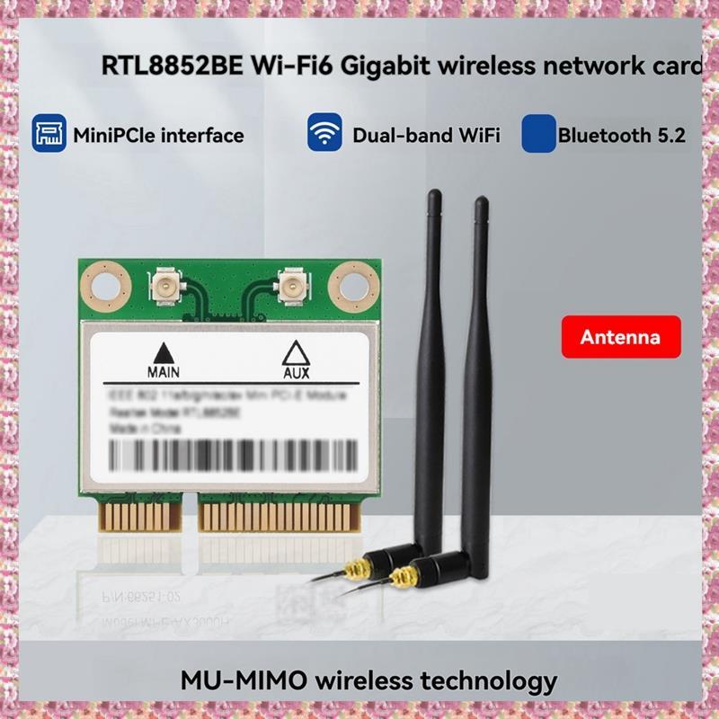 [VCPR] RTL8852BE 802.11AX Standard Wifi 6 Card Gigabit Dual-Band อะแดปเตอร์เครือข่ายไร้สายพร้อม Blue